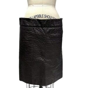 VTG Retro 80s FENDI OSTRICH Leather HIP HUGGER Pencil SKIRT IT SZ 42- US 6